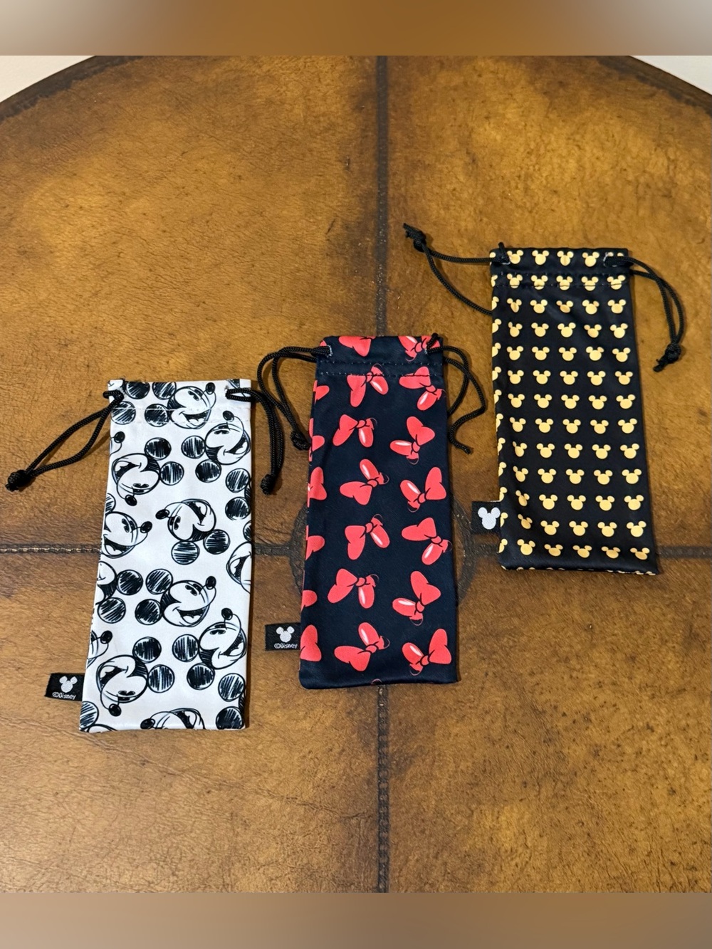 NEW 3 PACK DISNEY SOFT MICROFIBER SUNGLASS, EYEGLASS DRAWSTRING CASE